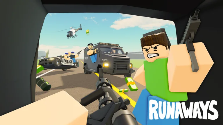 RUNAWAYS open-world scene with highway chase and police lights